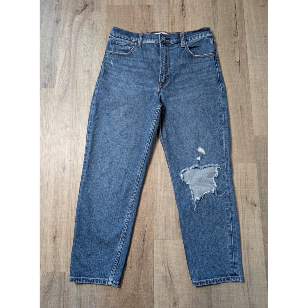 Abercrombie & Fitch Size 29/8S High Rise The Mom Jeans Distressed Stretch Ankle